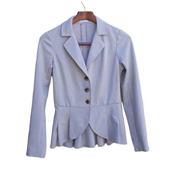 Nordstrom's Hinge Blazer Single Breasted 3 Button Peplum Ruffle Hem Tan Sz XS - Picture 1 of 7
